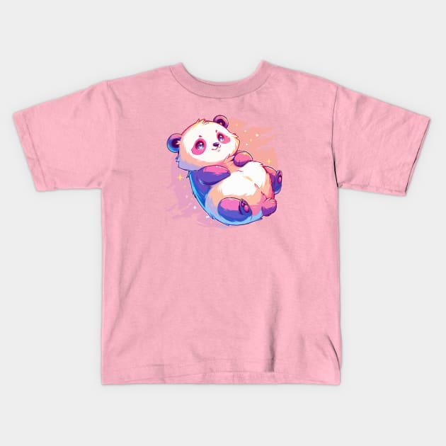 Happy panda with vivid colors Kids T-Shirt by etherElric